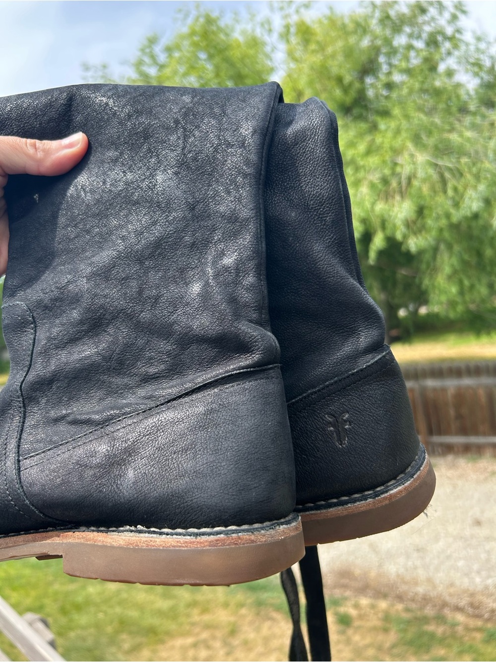 Frye Black Suede Over-the-Knee Tie-Back Boots - Picture 2 of 4